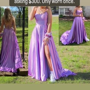 Lavender Gown with High Slit for Prom